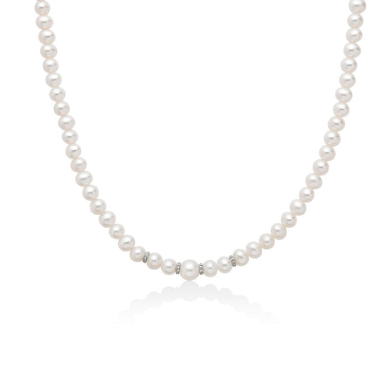 Collana donna Miluna Perle Boule e Fantasia oro bianco, perle e diamanti 0,0168ct PCL6558-1