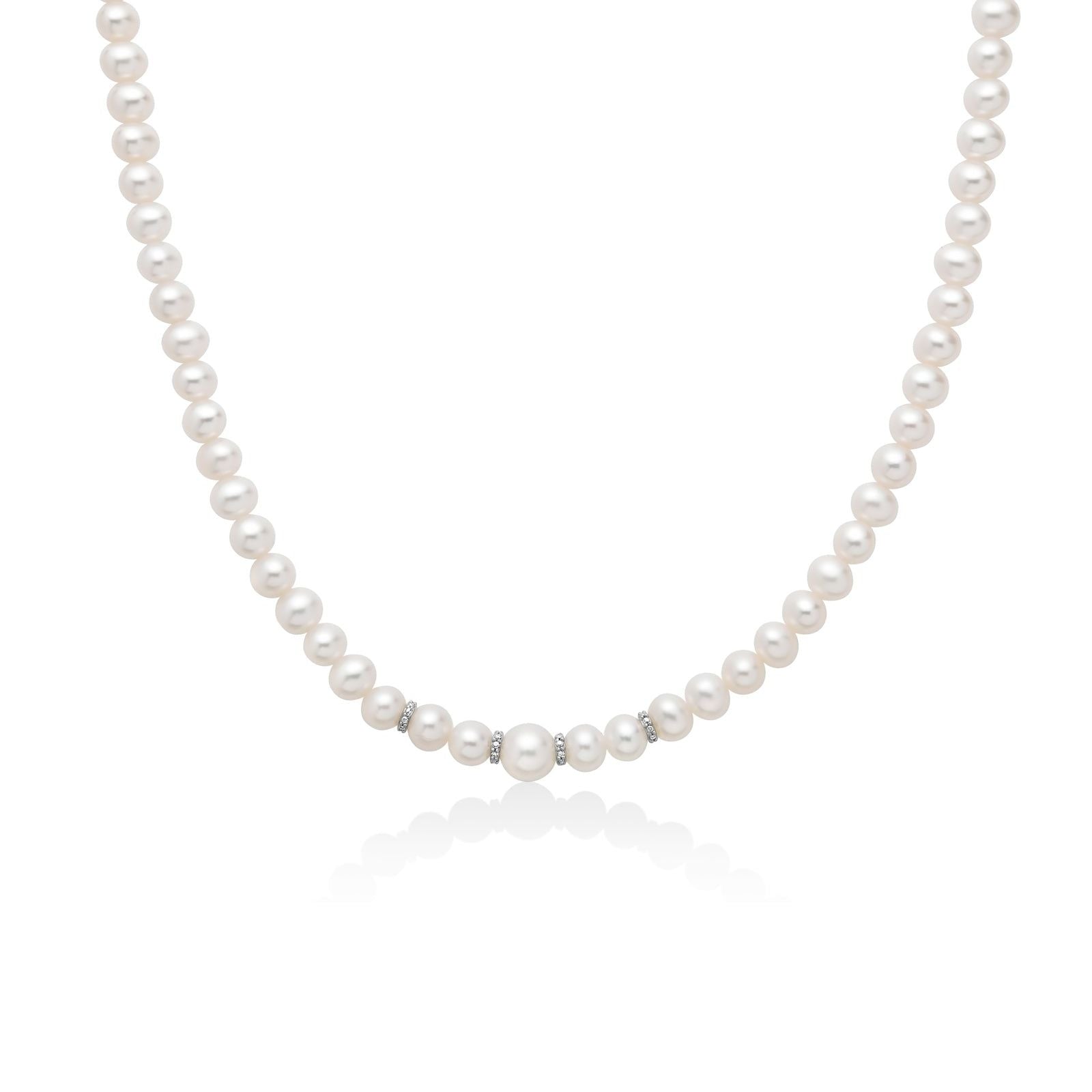 Collana donna Miluna Perle Boule e Fantasia oro bianco, perle e diamanti 0,0168ct PCL6558-1