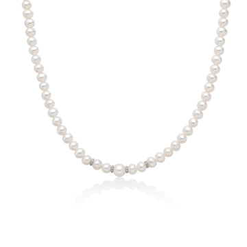 Collana donna Miluna Perle Boule e Fantasia oro bianco, perle e diamanti 0,0168ct PCL6558-1