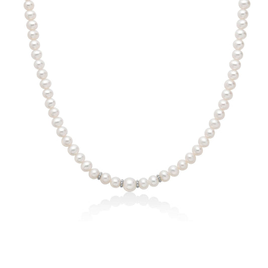 Collana donna Miluna Perle Boule e Fantasia oro bianco, perle e diamanti 0,0168ct PCL6558-1