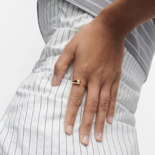 Anello PDPAOLA Loop argento placcatura oro 18kt a fascia aperta 12