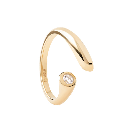 Anello aperto donna PDPAOLA in argento dorato con zircone 12