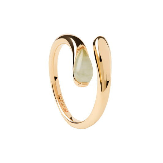 Anello aperto PDPAOLA in argento dorato con prehnite 12