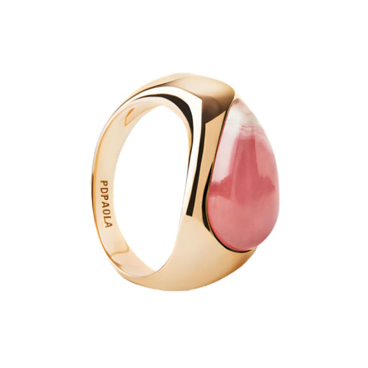 Anello PDPAOLA Rhodocrosite Luna argento placcato oro 18kt 10