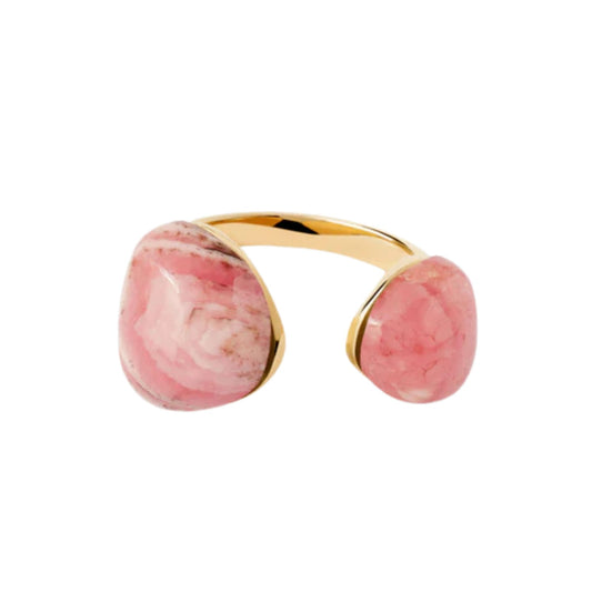 Anello PDPAOLA Rhodocrosite Gravity argento placcato oro 18kt 12
