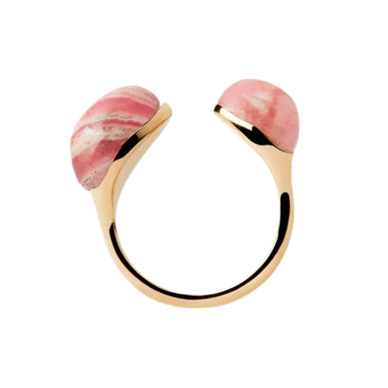 Anello PDPAOLA Rhodocrosite Gravity argento placcato oro 18kt 12