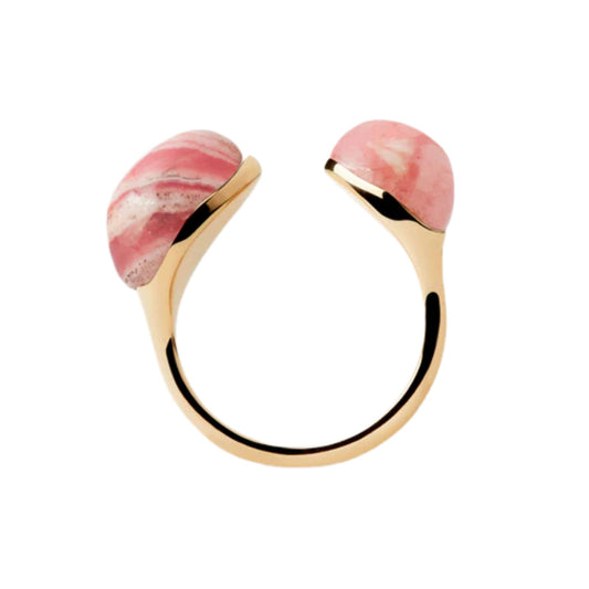 Anello PDPAOLA Rhodocrosite Gravity argento placcato oro 18kt 12