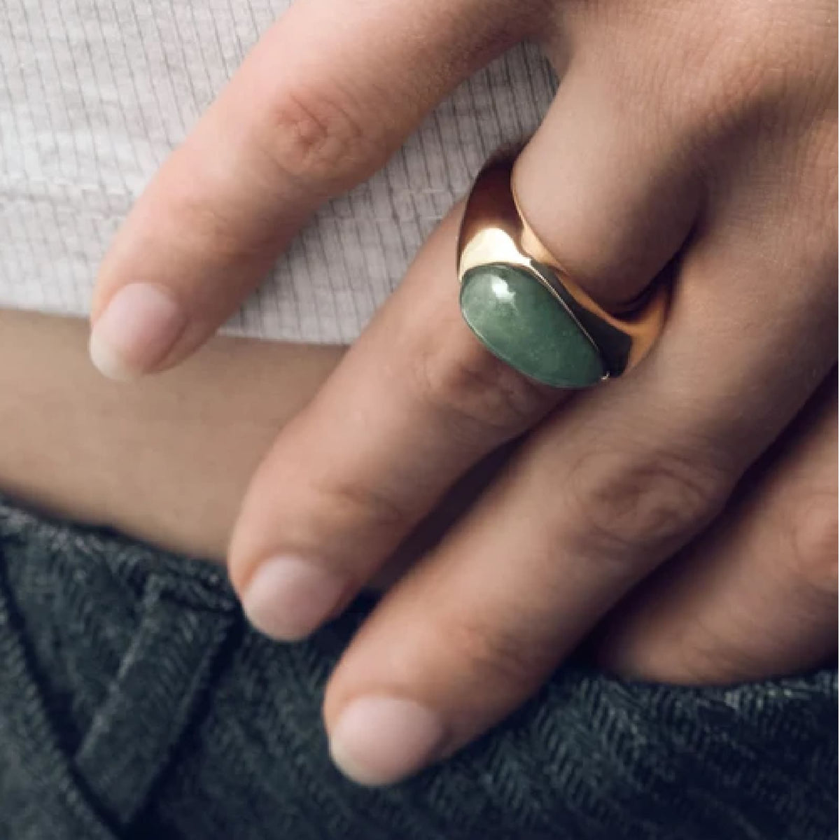 Anello PDPAOLA Luna in lega PDP dorata e avventurite verde 12