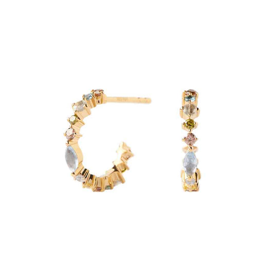 Orecchini cerchio PDPAOLA argento 925 dorato e zirconi colorati PD.AR01C77U