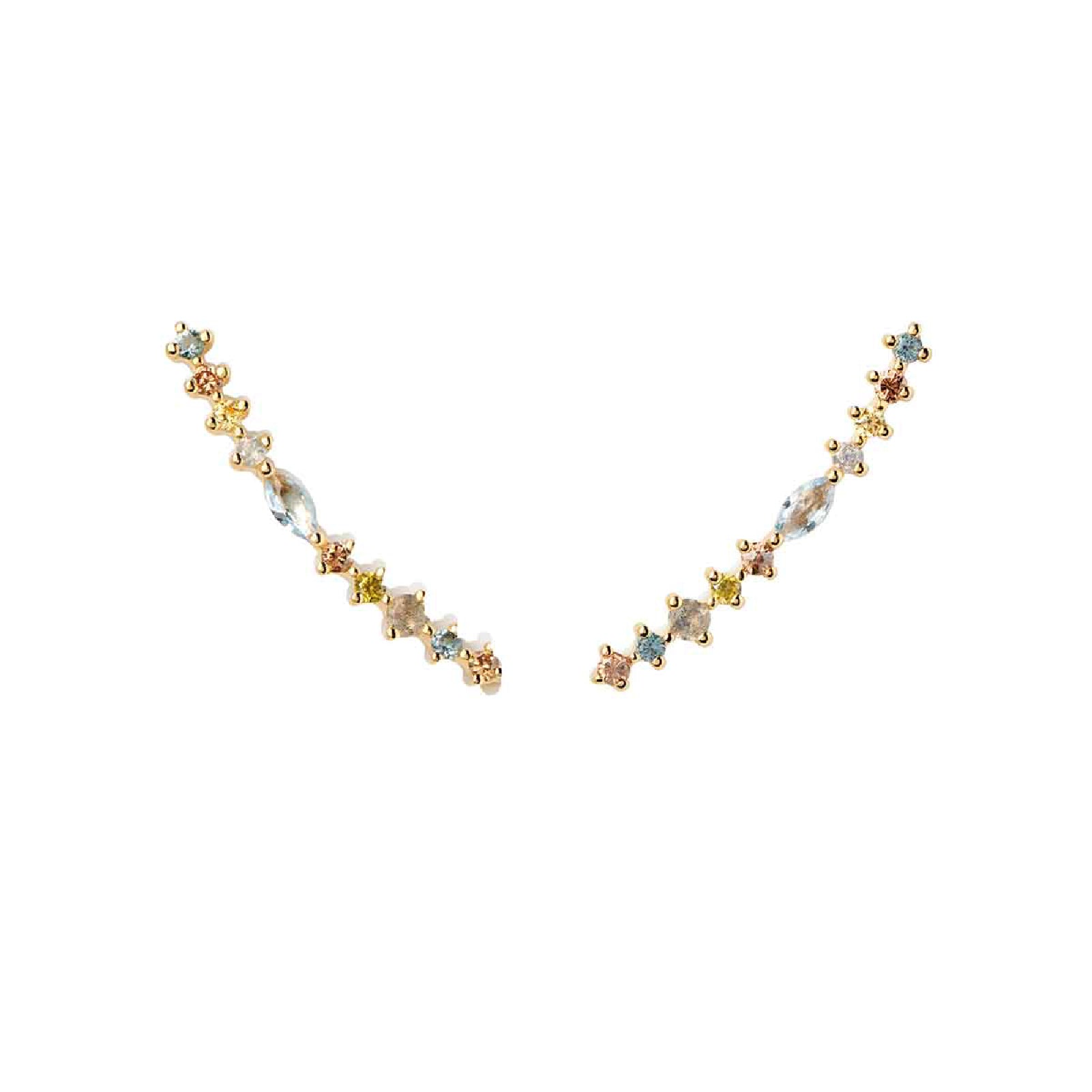 Orecchini lobo PDPAOLA argento 925 dorato con zirconi colorati PD.AR01C79U