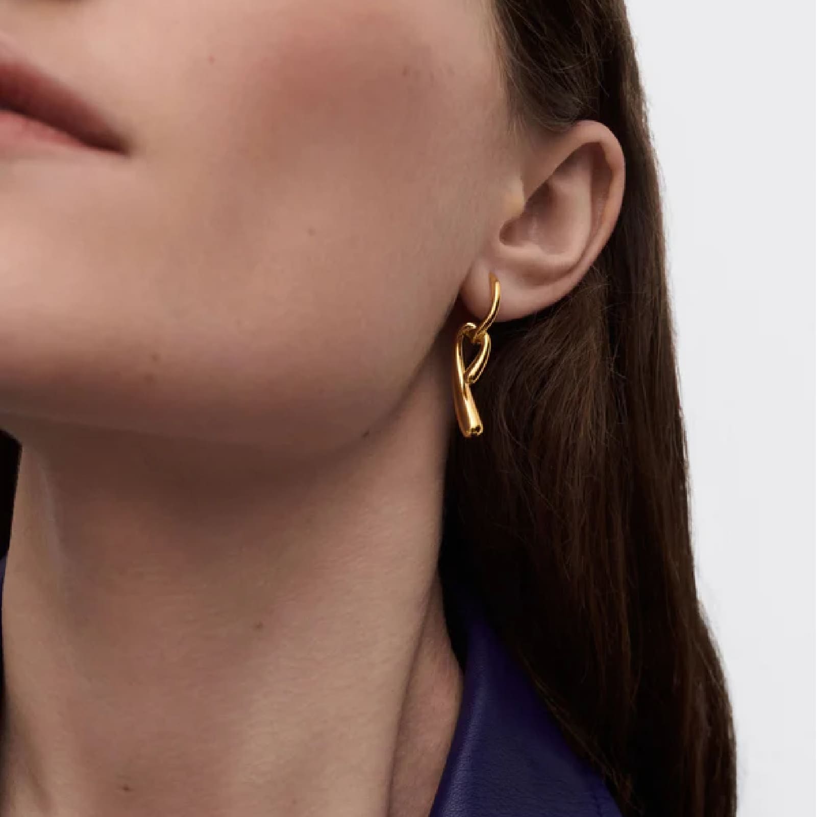 Orecchini pendenti PDPAOLA Twist argento placcato oro 18kt MISURA UNICA