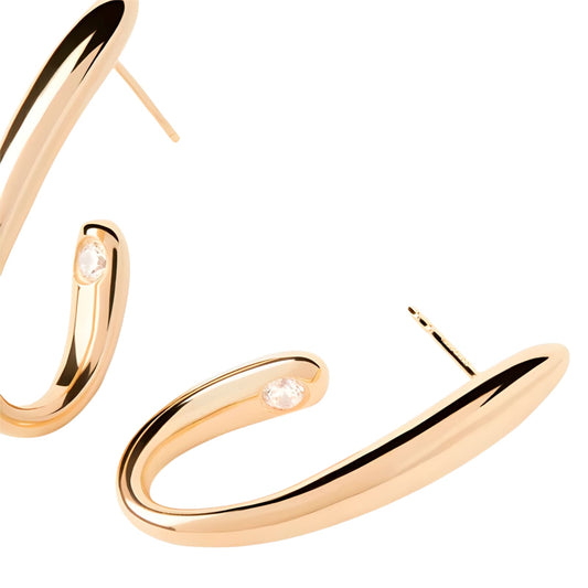 Orecchini cerchio PDPAOLA argento placcatura oro 18kt zircone MISURA UNICA