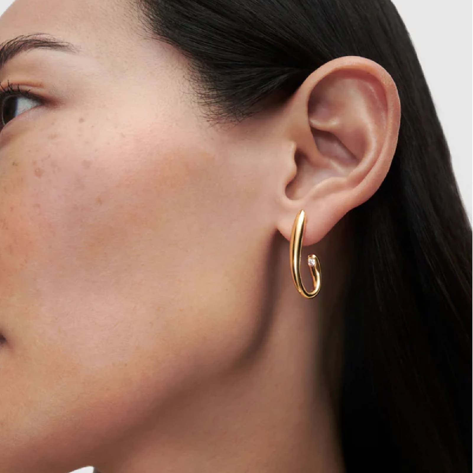 Orecchini cerchio PDPAOLA argento placcatura oro 18kt zircone MISURA UNICA
