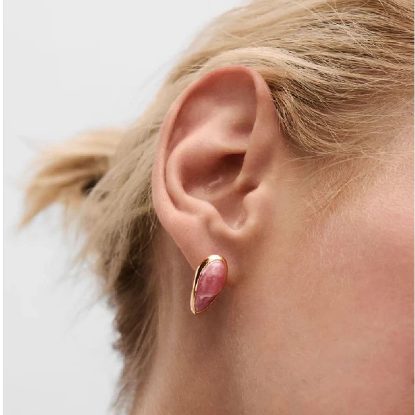 Orecchini cerchio PDPAOLA Rhodochrosite argento placcato oro MISURA UNICA