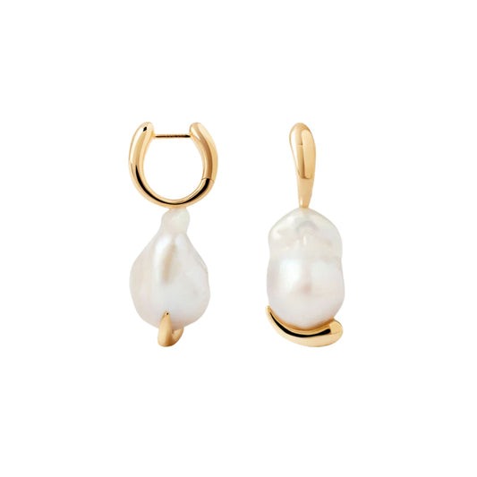 Orecchini cerchio PDPAOLA argento placcato oro 18kt perla marea MISURA UNICA