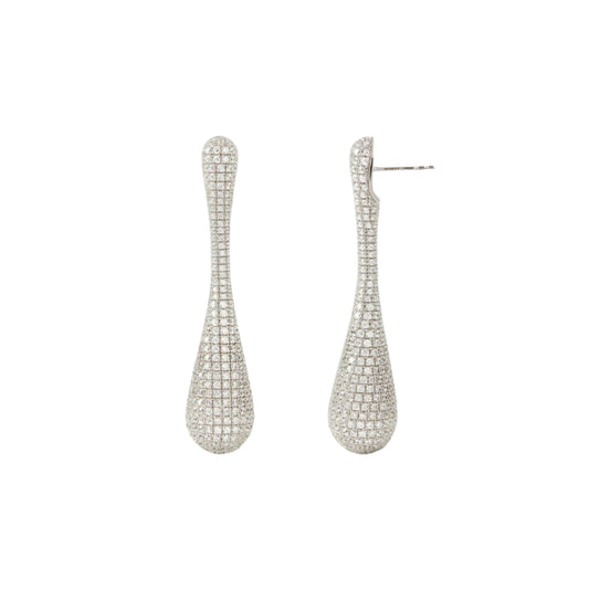 Orecchini pendenti PDPAOLA Glacier in argento pavè di zirconi MISURA UNICA