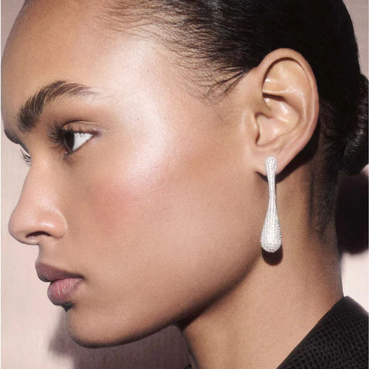 Orecchini pendenti PDPAOLA Glacier in argento pavè di zirconi MISURA UNICA