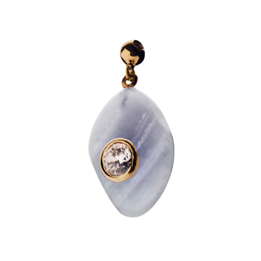 Charm PDPAOLA Serenità argento placcatura oro 18kt agata blu MISURA UNICA