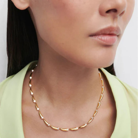 Collana girocollo PDPAOLA argento dorato con maglie a goccia MISURA UNICA