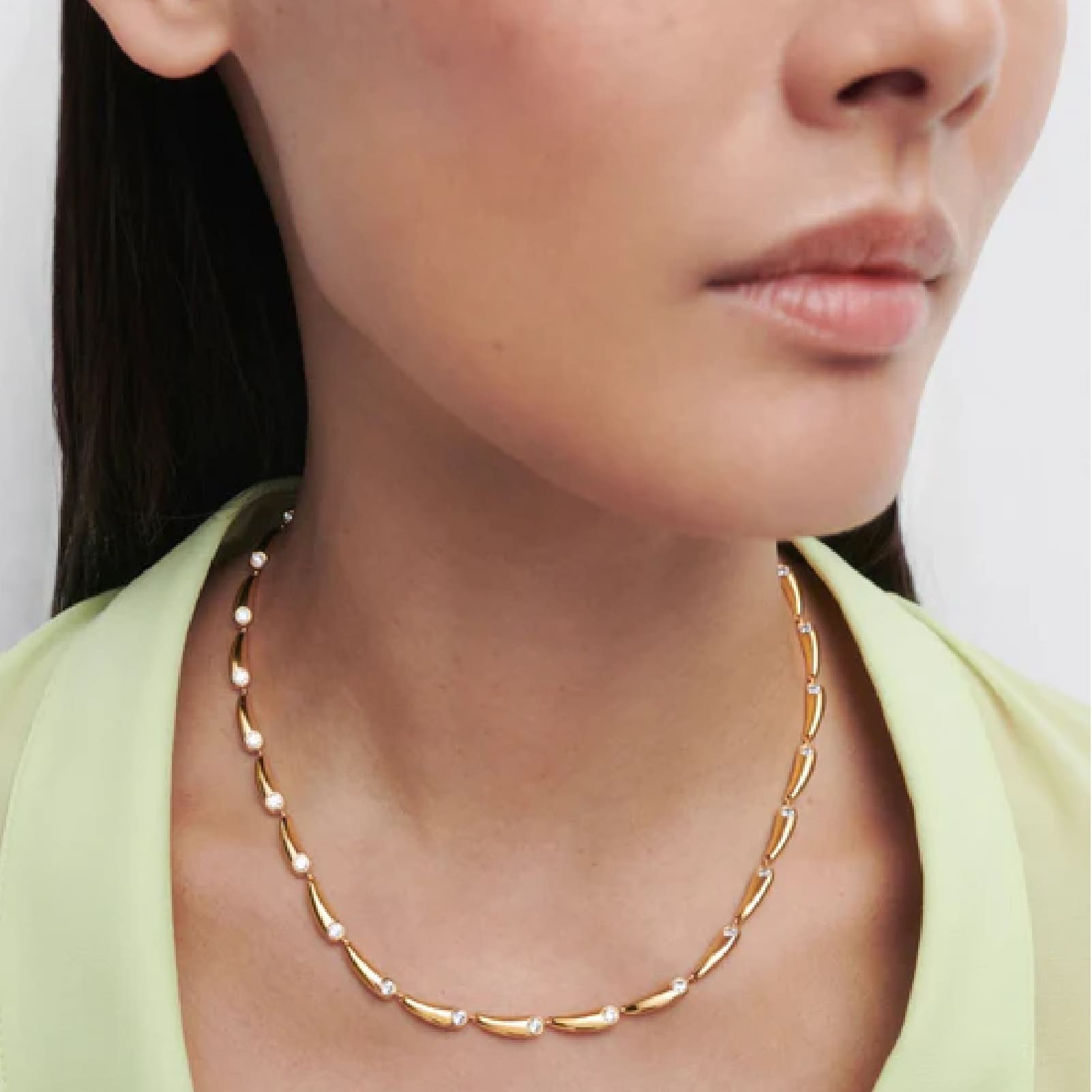 Collana girocollo PDPAOLA argento dorato con maglie a goccia MISURA UNICA