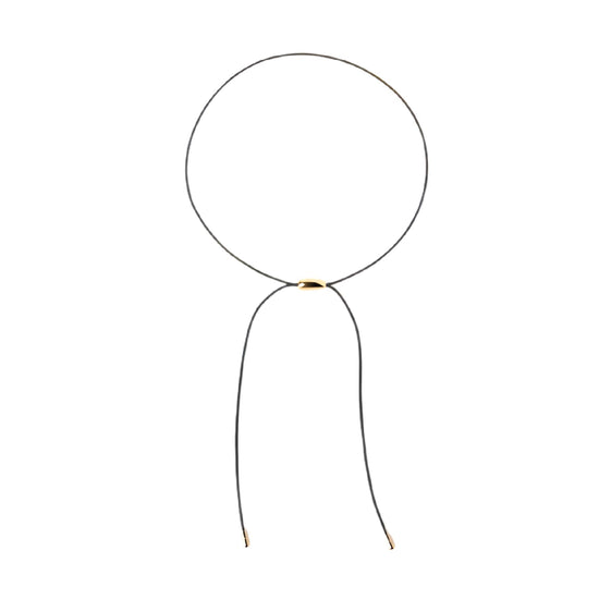 Collana regolabile PDPAOLA Rodeo con corda nera e goccia dorata MISURA UNICA