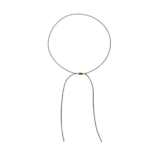 Collana regolabile PDPAOLA Rodeo con corda nera e goccia dorata MISURA UNICA