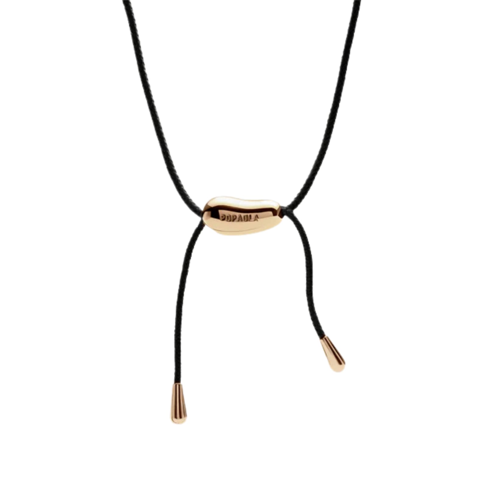 Collana regolabile PDPAOLA Rodeo con corda nera e goccia dorata MISURA UNICA