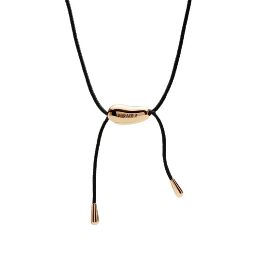 Collana regolabile PDPAOLA Rodeo con corda nera e goccia dorata MISURA UNICA