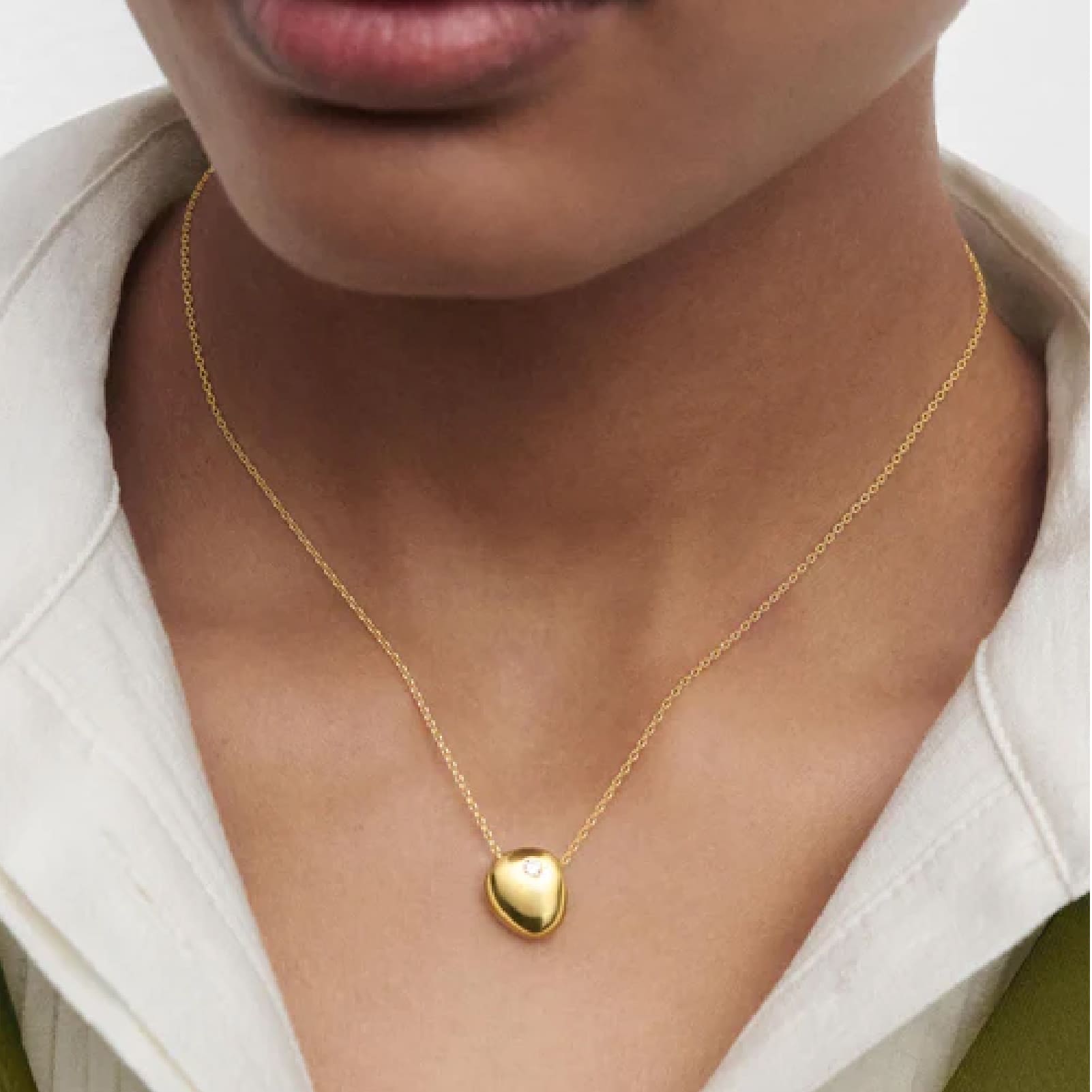Collana PDPAOLA Wave in argento dorato con pendente e zircone MISURA UNICA