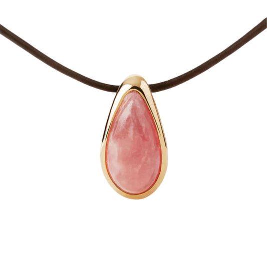 Collana PDPAOLA Rhodocrosite Luna argento dorato e pietra rosa MISURA UNICA