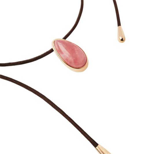 Collana PDPAOLA Rhodocrosite Luna argento dorato e pietra rosa MISURA UNICA