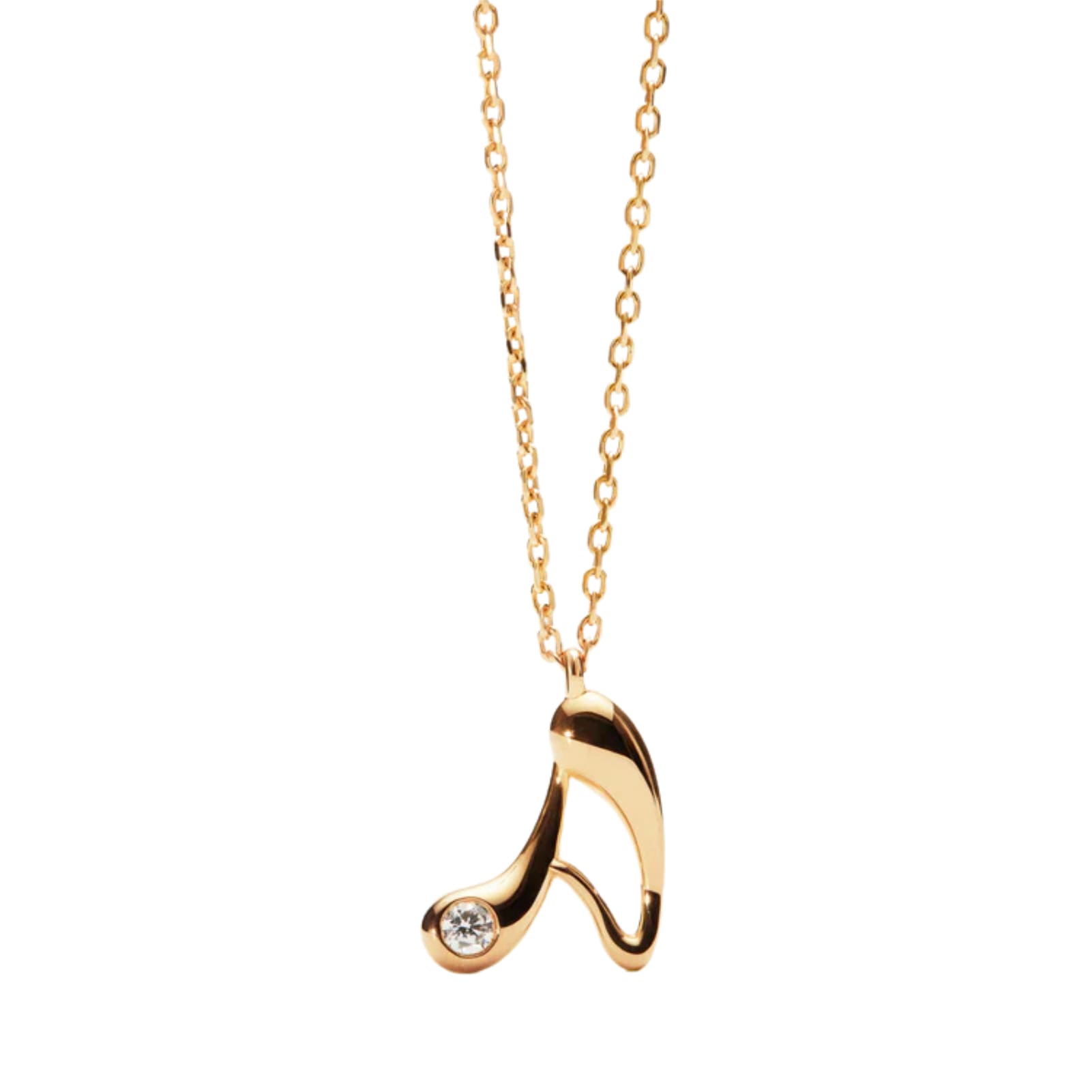 Collana PDPAOLA argento placcato oro 18kt e zircone lettera A MISURA UNICA