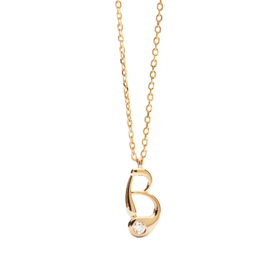 Collana PDPAOLA argento placcato oro 18kt e zircone lettera B MISURA UNICA