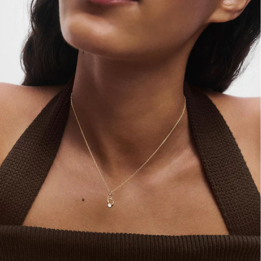 Collana PDPAOLA argento placcato oro 18kt e zircone lettera B MISURA UNICA