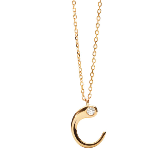 Collana PDPAOLA argento placcato oro 18kt e zircone lettera C MISURA UNICA