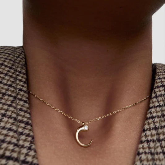Collana PDPAOLA argento placcato oro 18kt e zircone lettera C MISURA UNICA