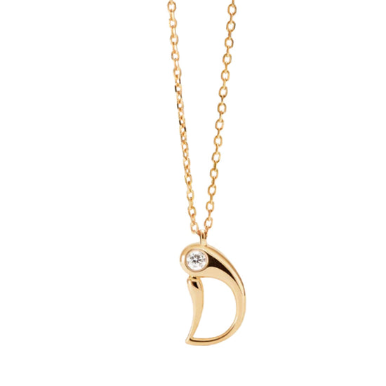 Collana PDPAOLA argento placcato oro 18kt e zircone lettera D MISURA UNICA