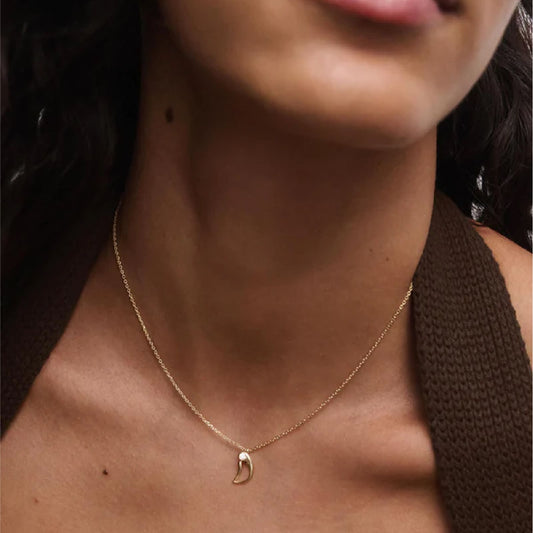 Collana PDPAOLA argento placcato oro 18kt e zircone lettera D MISURA UNICA