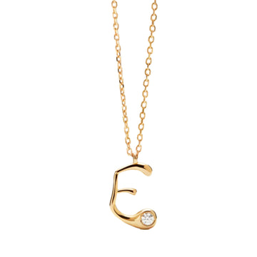 Collana PDPAOLA argento placcato oro 18kt e zircone lettera E MISURA UNICA