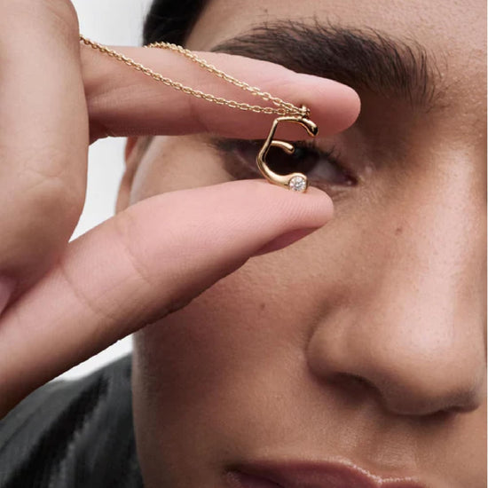 Collana PDPAOLA argento placcato oro 18kt e zircone lettera E MISURA UNICA