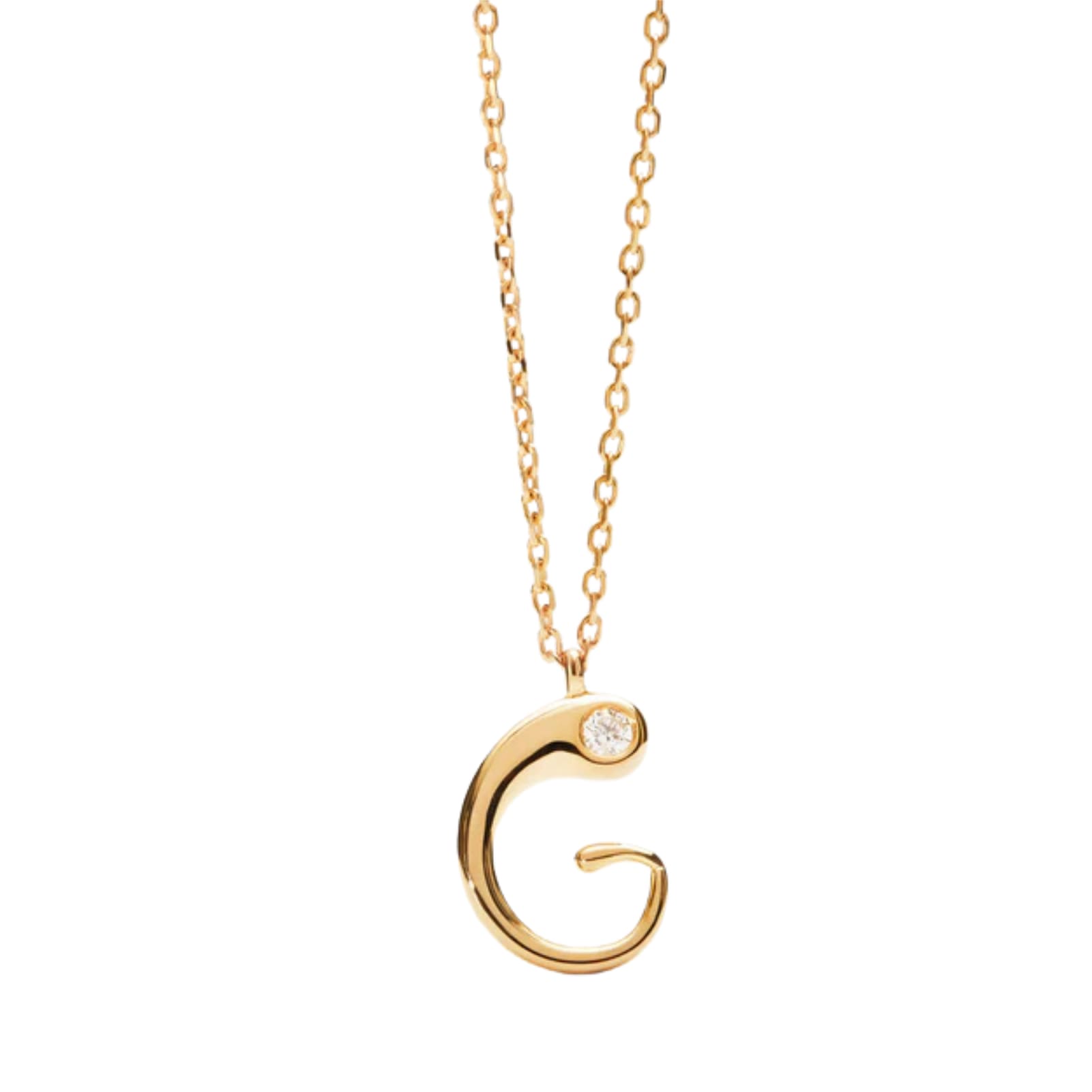 Collana PDPAOLA argento placcato oro 18kt e zircone lettera G MISURA UNICA