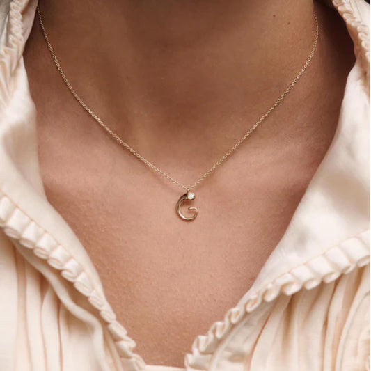 Collana PDPAOLA argento placcato oro 18kt e zircone lettera G MISURA UNICA