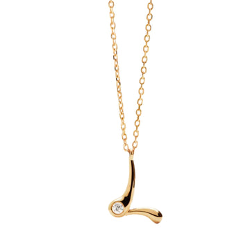 Collana PDPAOLA argento placcato oro 18kt e zircone lettera L MISURA UNICA