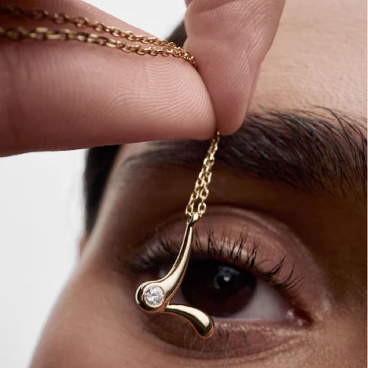 Collana PDPAOLA argento placcato oro 18kt e zircone lettera L MISURA UNICA