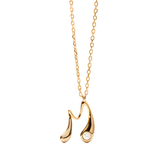 Collana PDPAOLA argento placcato oro 18kt e zircone lettera M MISURA UNICA