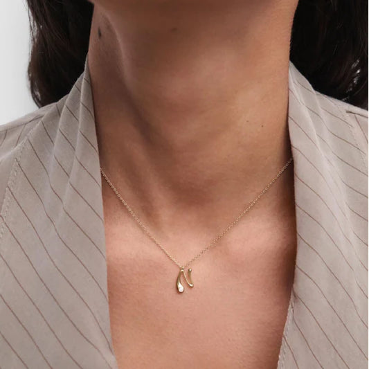 Collana PDPAOLA argento placcato oro 18kt e zircone lettera N MISURA UNICA