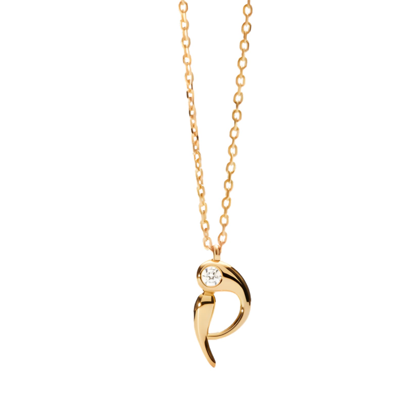 Collana PDPAOLA argento placcato oro 18kt e zircone lettera P MISURA UNICA