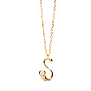 Collana PDPAOLA argento placcato oro 18kt e zircone lettera S MISURA UNICA