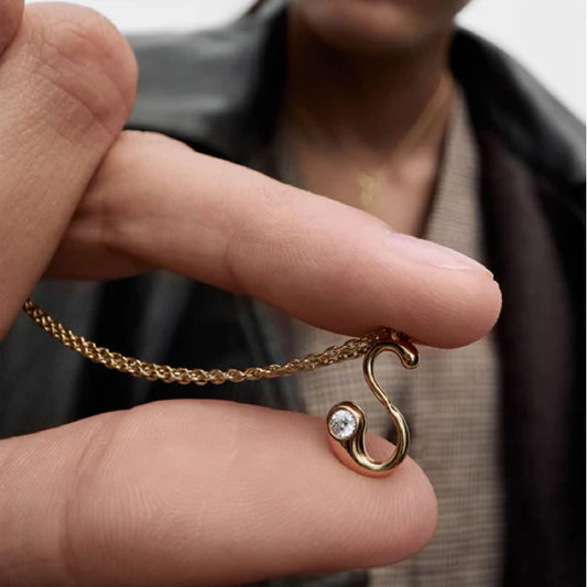 Collana PDPAOLA argento placcato oro 18kt e zircone lettera S MISURA UNICA