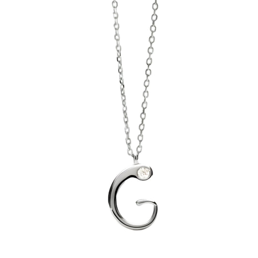 Collana girocollo PDPAOLA in argento e zircone lettera G MISURA UNICA